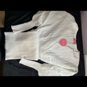 So Cozy Belted Sweater Dress (white)-small